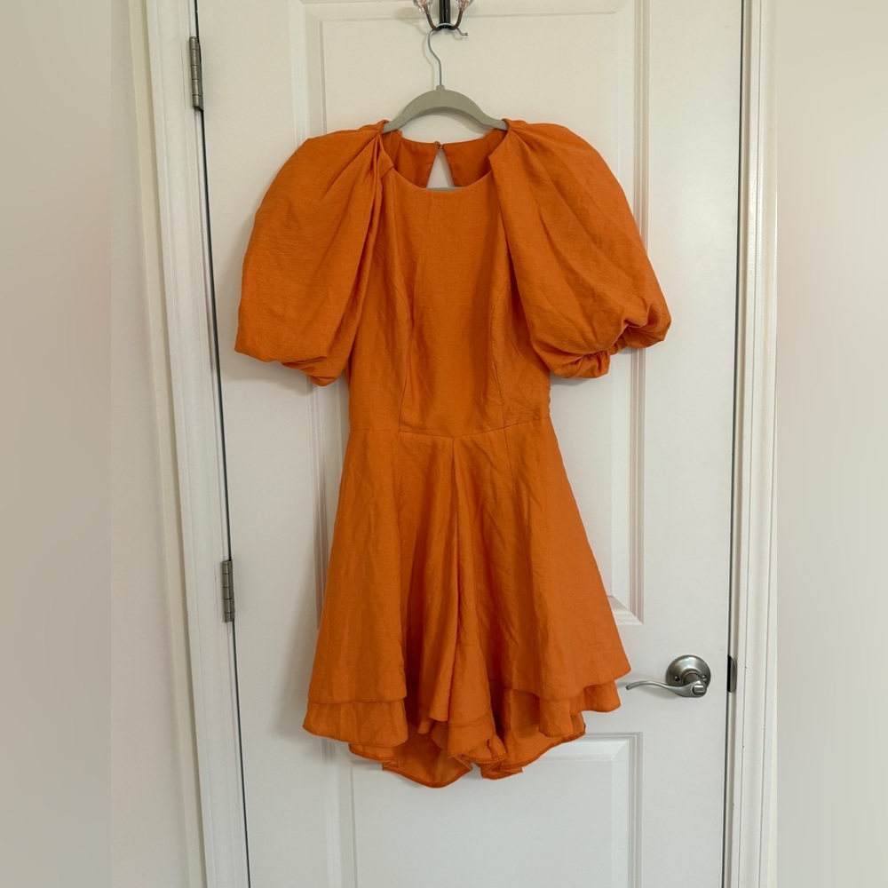 ASOS DESIGN ra-ra romper with puff sleeve